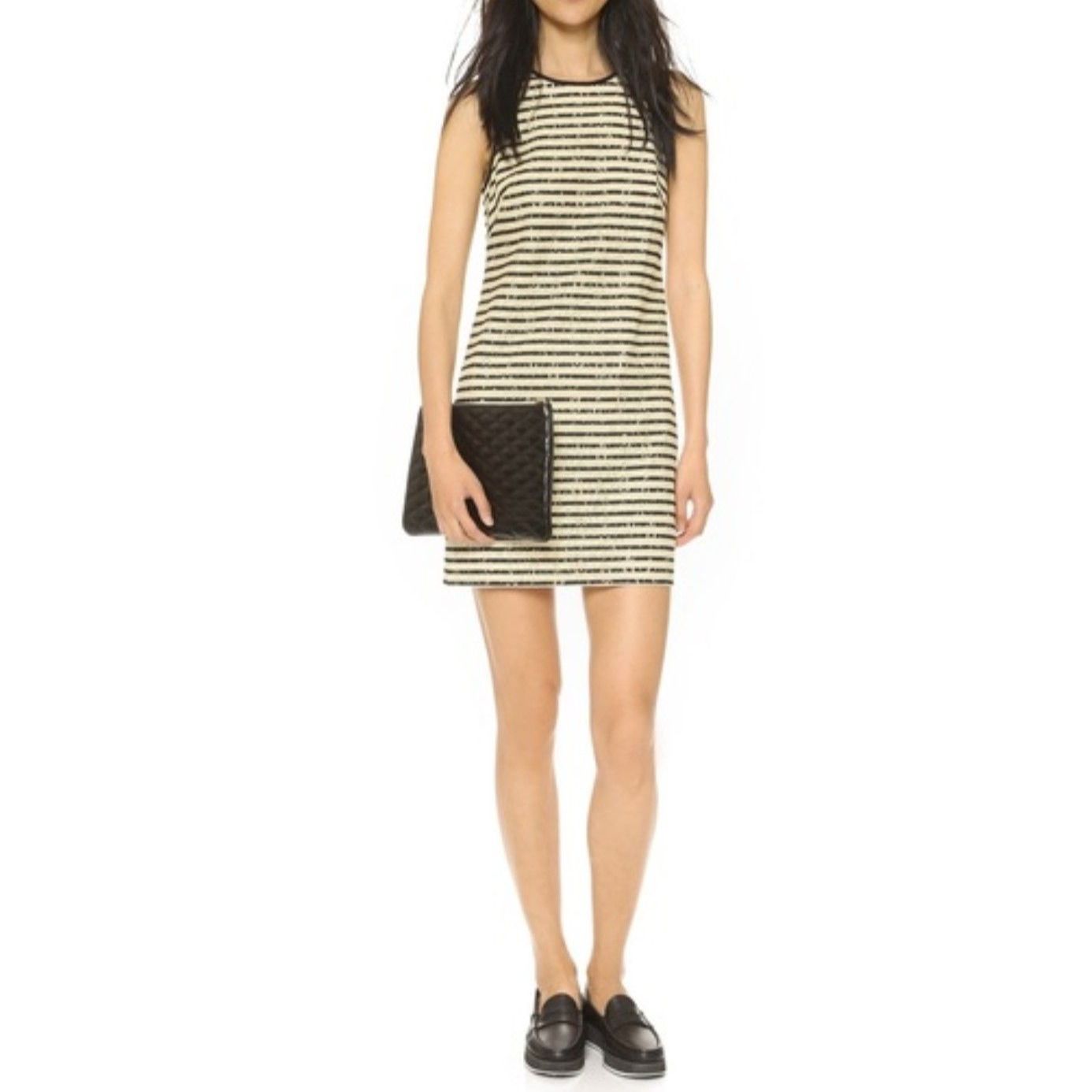 4c 4.Collective Anthropologie Striped Black Cream Lace Sheath Mini Dress - 8